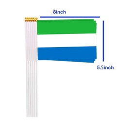 25 Packs Small Sierra Leone Flags on Handheld Stick，Miniature Sierra Leone Flag for Outside,4x6 Inch Mini Hand Held Banner with Golden Topper,Patriotic Decorations