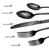 Floral 20 Pcs Black Silverware Set for 4, Food Grade