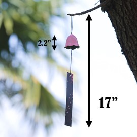 A.F.N.A.L Campana de viento japonesa de hierro fundido para exteriores, adorno para jardín, patio y balcón, colgante de campanilla de viento de metal, regalo de decoración de campanillas de viento y atrapador de viento de PVC, flor rosa