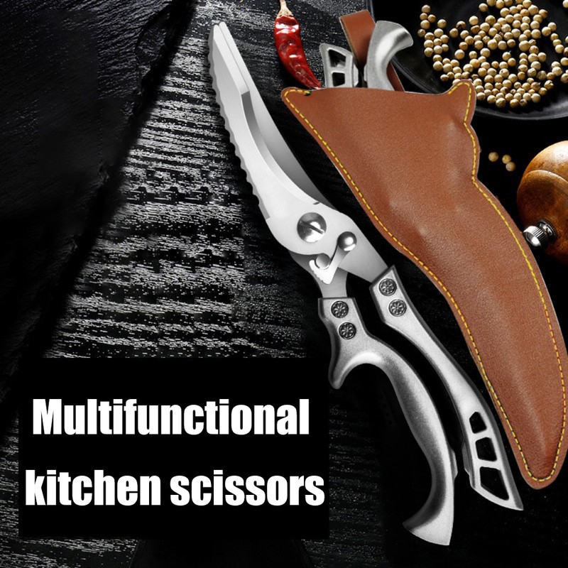 Kitchen Scissors Stainless Steel Poultry Shears Spring Loaded Household Scissors