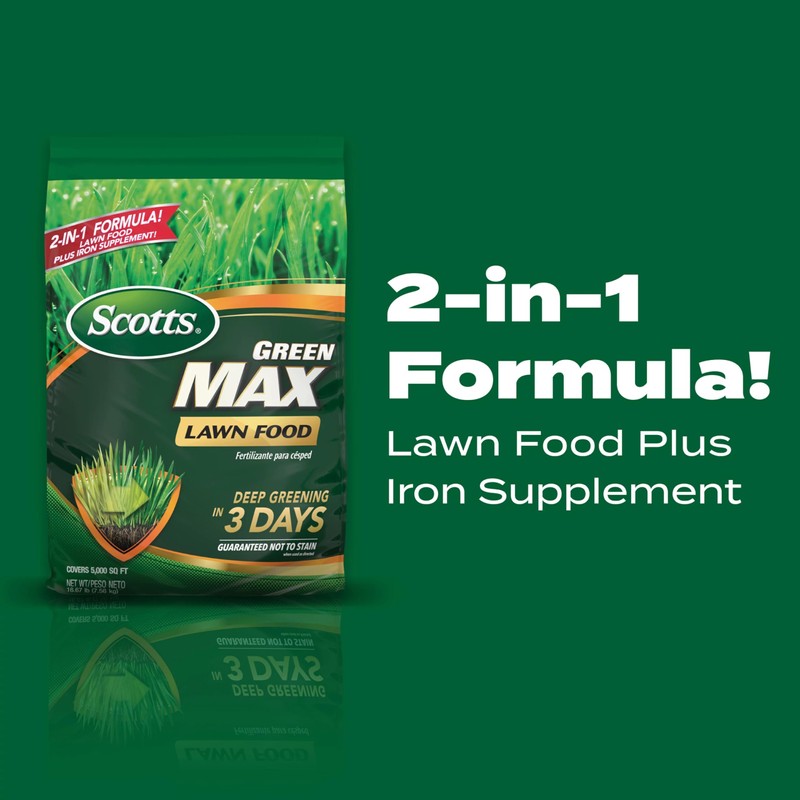 Scotts Green Max Lawn Food, Lawn Fertilizer Plus Iron Supplement