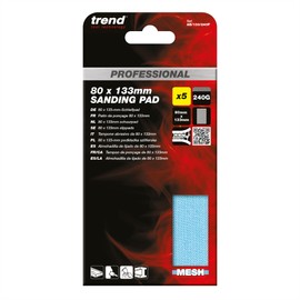 Trend Professional 80 x 133 mm Sanding Pads, 240 Grit, 5 Pack, Mesh Abrasive for Final Prep and Denibbing, AB/133/240P