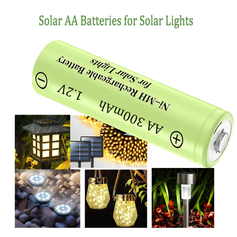 12 Packs 1.2V AA 300mAh Ni-MH Rechargeable Batteries for Solar