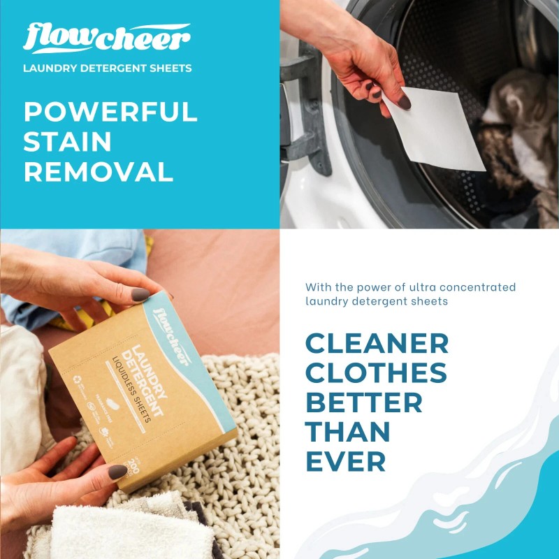 Flowcheer 2 PACK Flowcheer Laundry Detergent Sheets 30 Ct Ea,