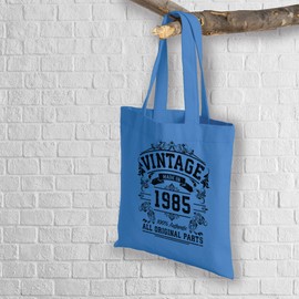 40th Birthday Gifts For Women - Cotton Tote Bag For Her - Funny Original Parts Born In 1985 - Present Bag Gift Wrapping - Cblue