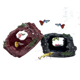 2 Pack Aquarium Broken Barrel Decor, Cichlids Guppy Small Fish Betta Shrimp Hide Caves playground, Hideouts for Small Fish Breed Spawn Shelter (2 pack)