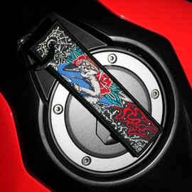 MotoLoot Keychain for Motorcycles, Scooters, Cars and Gifts (Skull Cap Rider)