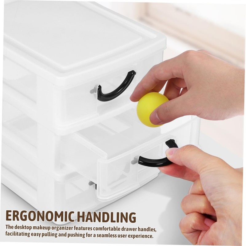 SEWACC 3drawers Plastic Makeup Organizer Desk Storage Box Desktop Storage
