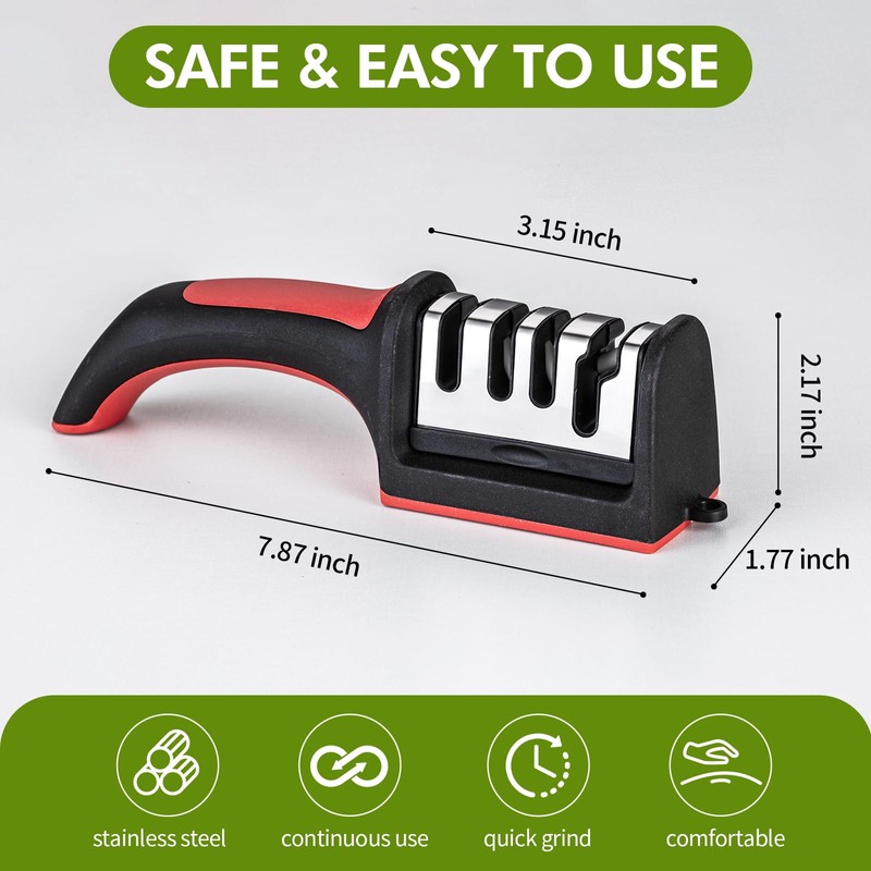 Professional 4-in-1 Knife Sharpener with Tungsten Steel & Ceramic Slots,