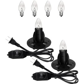 OHLGT 2-Pack Salt Lamp Cord Replacement with Dimmer Switch 5 feet Lamp Cord and 6-Pack Halogen Salt Lamp Bulbs(15 Watts)