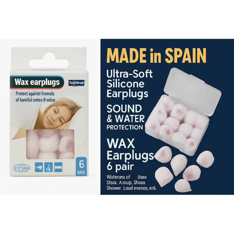 Wax Ear Plugs Earplugs for Sleep & Swimming Reusable Moldable