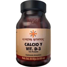Essential Nutrition, Calcio Y Vitamina D-3 - 60 Cápsulas De 500 Mg