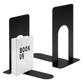 Metal Bookends, Pack of 2, 80 x 70 x 130 mm (Bookends, Book Holder for Books, Magazines and DVDs, Organization, Black Book Holder Shelf for Children, School, Library