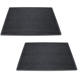 TrueCraftware- 18" x 12" Black Large Rubber Bar Service No-Slip Mat Set of 2- Dish Drying Mat CounterBar Service Spill Countertop Drip Mats for Bars Restaurants