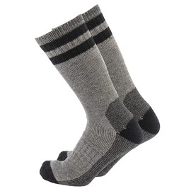 Cerebro Merino Wool Socks for Men, Cushioned Mid-calf Socks Moisture Wicking Men's Hiking Socks for Home, Trekking, Outdoors (1Pairs GreyDarkBlue)