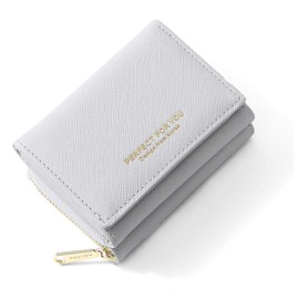 Anywn Ladies’ Small Purse, Ladies’ Small Wallet, Ladies’ Small Money Bag with Large Capacity, Elegant and Cute Ladies’ Wallet with Large Coin Compartment, gray, Minimalist
