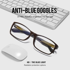 DUCO Computer Gaming with Transparent Lens Lenses Blue Light Protection Screen Glasses Full Edge Glasses Ergonomic Design 223T, brown