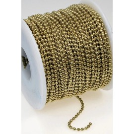 Platinum Chain, Ball, 5 Feet Gold Brass Steel Bulk 2.4mm Ball Chain