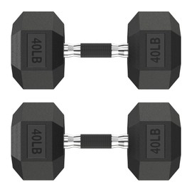 HANDBODE Hex Rubber Dumbbells, Non-Slip Handle Design for Secure & Comfortable Grip, Hand Weights for Strength Training and Home Gym/Pair of 40 LB
