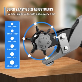 Leather Hole Punch Tool Set [Upgraded], Diyife Multi-Function Revolving Punch Plier Kit, Replaceable Punching Head, 6 Sizes for Belts, Watch Bands, Rubber, Plastic, Fabric, Crafts, DIY