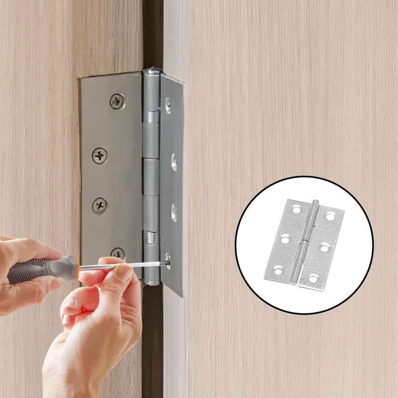 Unxuey Door Hinges, 16Pcs 2.12inch Folding Butt Hinges, Stainless Steel