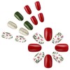 Christmas Press on Nails Short Oval Fake Nails with Glitter