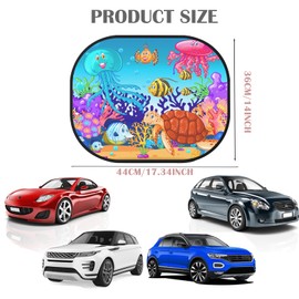 Car Window Sun Shade Baby Car Sun Protection for Children with UV Protection, 44 x 36 cm Car Window Sun Visor for Children with 8 Suction Cups and Cute Animal Motifs (Underwater World)