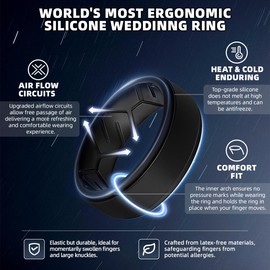 Egnaro Men's Silicone Rings 10mm Wide 2.5mm Thick, Rubber Wedding Bands, Multipack 1/4/7 Breathable Comfort Fit For Workout