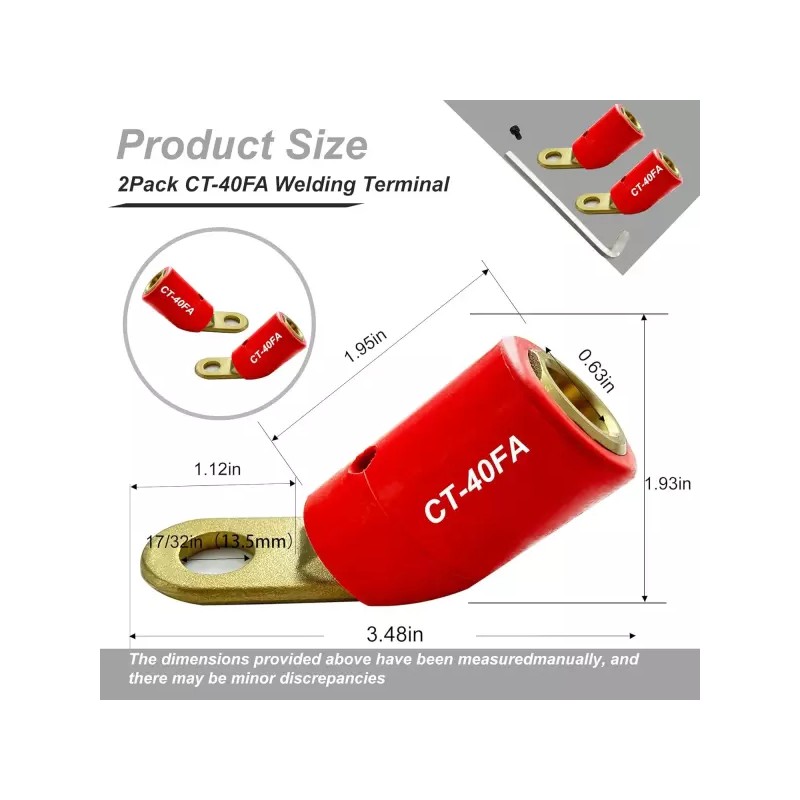 Renaco 2PCS CT-40FA 용접 단자 커넥터 러그 어댑터 렌코 스타일