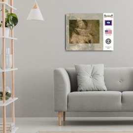 Wyoming Wall Decor - 14”x11” Canvas Print Featuring Topographic Map, State Flag and Historical Text - Educational Gift and Home Decoration