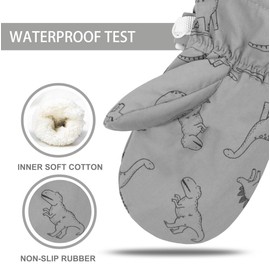 Toddler Mittens Waterproof Toddler Snow Gloves Fleece Lined Toddler Gloves Kids Winter Mittens for Boys Baby Mittens Gray 4-6 Years