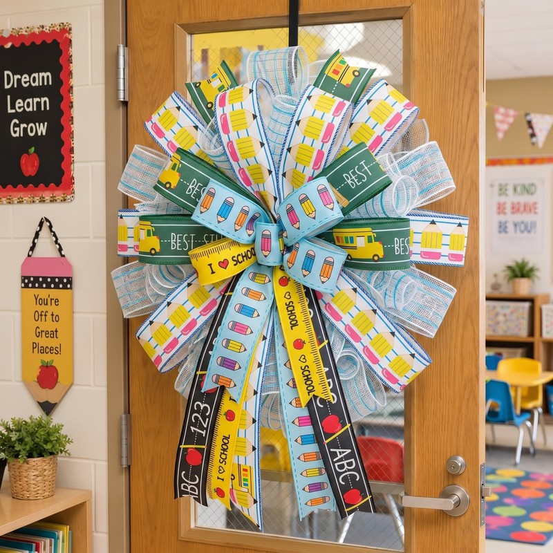 6 Rolls Back to School Wired Edge Ribbons, 24Yards x
