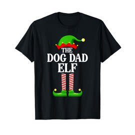 Dog Dad Elf Family Matching Group Funny Christmas T-Shirt