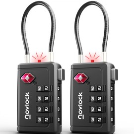 TSA Locks with Opening Indicator - Suitcase Locks with 4 Digit Combination Code - Luggage Locks for Suitcase, Backpack and Travel Luggage - Pack of 2, Black