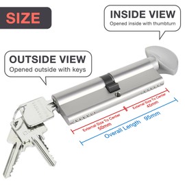 DIDA® 95mm Euro Cylinder Lock 45T/50 UPVC Barrel Lock with 3 Keys Anti-Pick Anti-Bump Door Lock