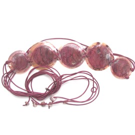 Eco Friendly Polished and Painted Burgundy Flat Round Seashellsl Belt Hand Made in the Philippines