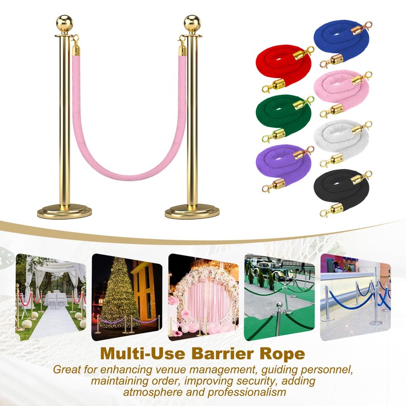 sourcing map Velvet Stanchion Rope 3.28 Ft/1 M, Barrier Rope