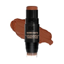 Nudestix Nudies Bronze All Over Matte Bronzing Stick – 3-in-1 Cream Bronzer for Cheeks, Eyes & Lips with Built-In Brush | Natural Contour & Sun-Kissed Glow | Vegan, Long-Wear Makeup (Deep Maple Eh)