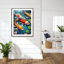 MXJSUA DIY Diamond Painting Kits, Lucky Koi Diamond Art Kit for Adults, 5D Gem Painting Art Kits with Round Diamond for Home Wall Decor (30 * 40cm)