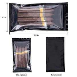 Premium 5-Pack Reusable Cigar Humidor Bags with Humidity Control | 9.64"x5.1" Ziplock Travel Case for Fresh Cigars | Leak-Proof & Durable Design (Black)