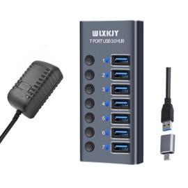 Powered USB hub WLXKJY Active USB Hub: Experience Blazing-Fast Data Transfer with 7 USB 3.0 Ports and Aluminum Design