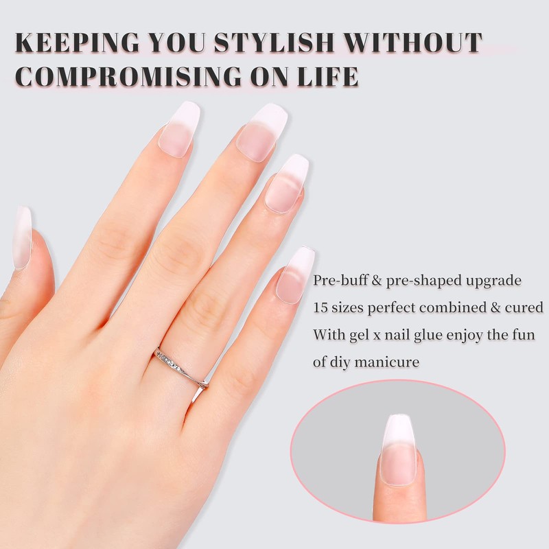 Aieenjor Nail Tips, Pack of 480 Short Coffin, Full Cover