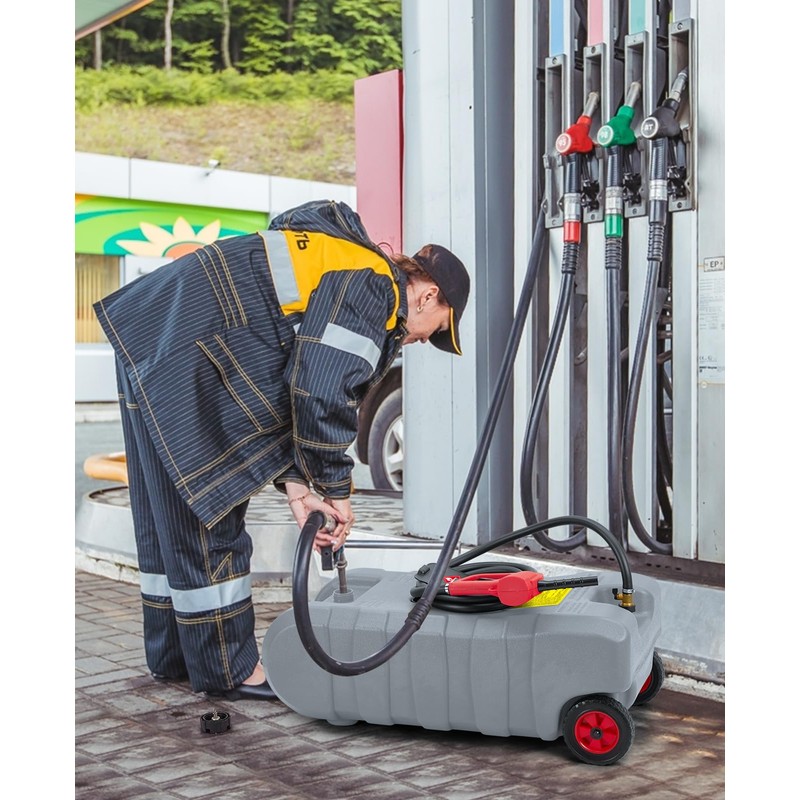 Portable Fuel Tank Container 15 Gallon Caddy Tank with Wheels,