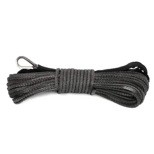 Tiardey 1/4" x 50' 7700LBs Synthetic Winch Line Cable Rope with Sheath - Black