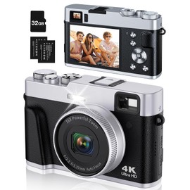 Lecran 4K Digital Camera, Autofocus, 48 Megapixels, Image Stabilization, 16x Zoom, Mode Dial, Flash Included, Finder, Vlog Camera, Lightweight, For Beginners, School Trips, Portable, 1.1 oz (32 g)