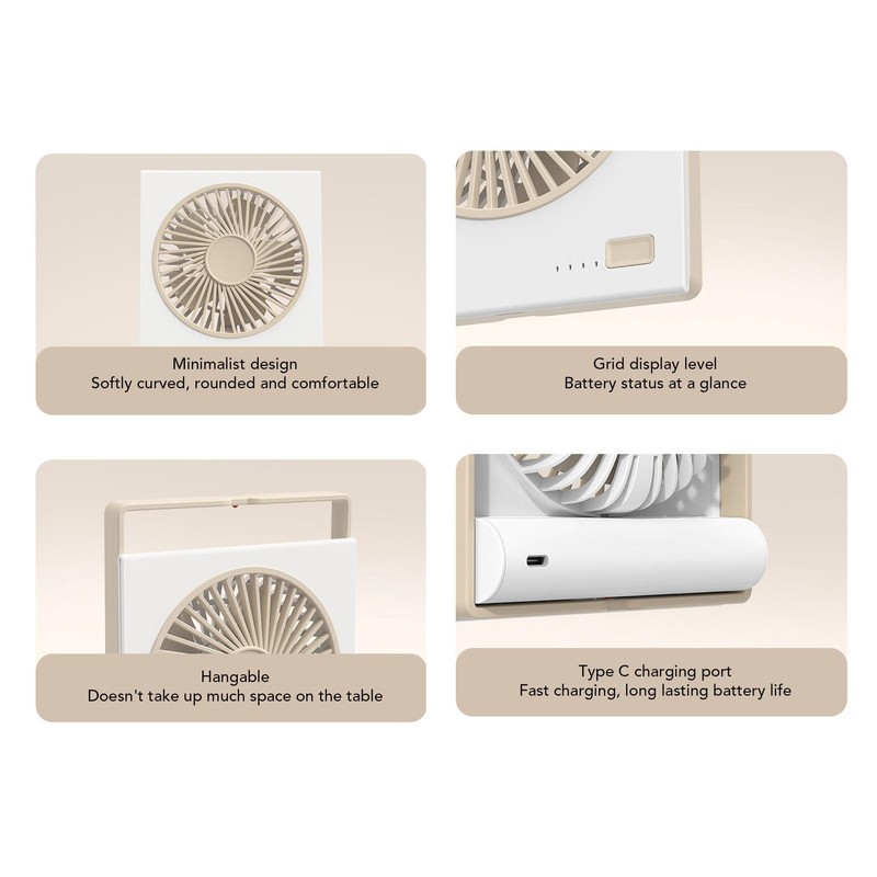 Pomya Mini Desktop Fan, Desk Fan Strong Wind 4 Speeds