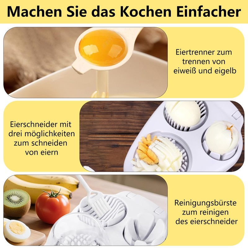 3-in-1 Egg Slicer Stainless Steel with 3 Egg Separators and
