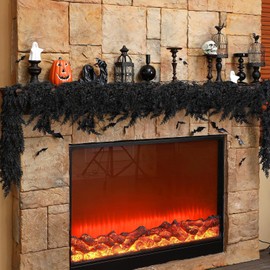 9ft Black Halloween Garland, Gothic Hanging Vine Party Decoration
