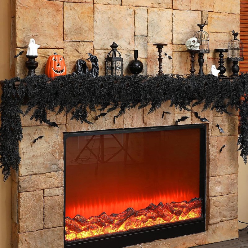 9ft Black Halloween Garland, Gothic Hanging Vine Party Decoration