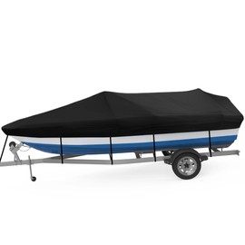 GEKMOR Boat Cover, All-Weather Mooring and Trailering Boat Cover for V-Hull Runabouts Outboards and I/O Bass Boats, Fits up to 14-16ft Long and 96in Wide, Black, 0OY023SIX24WGUV0DLA8Y17Z